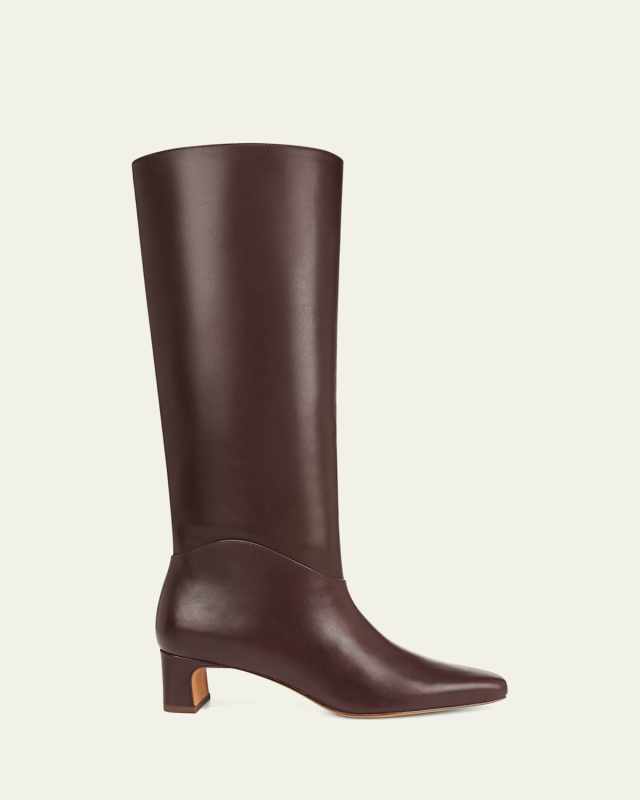 Calfskin Kitten-Heel Knee Boots